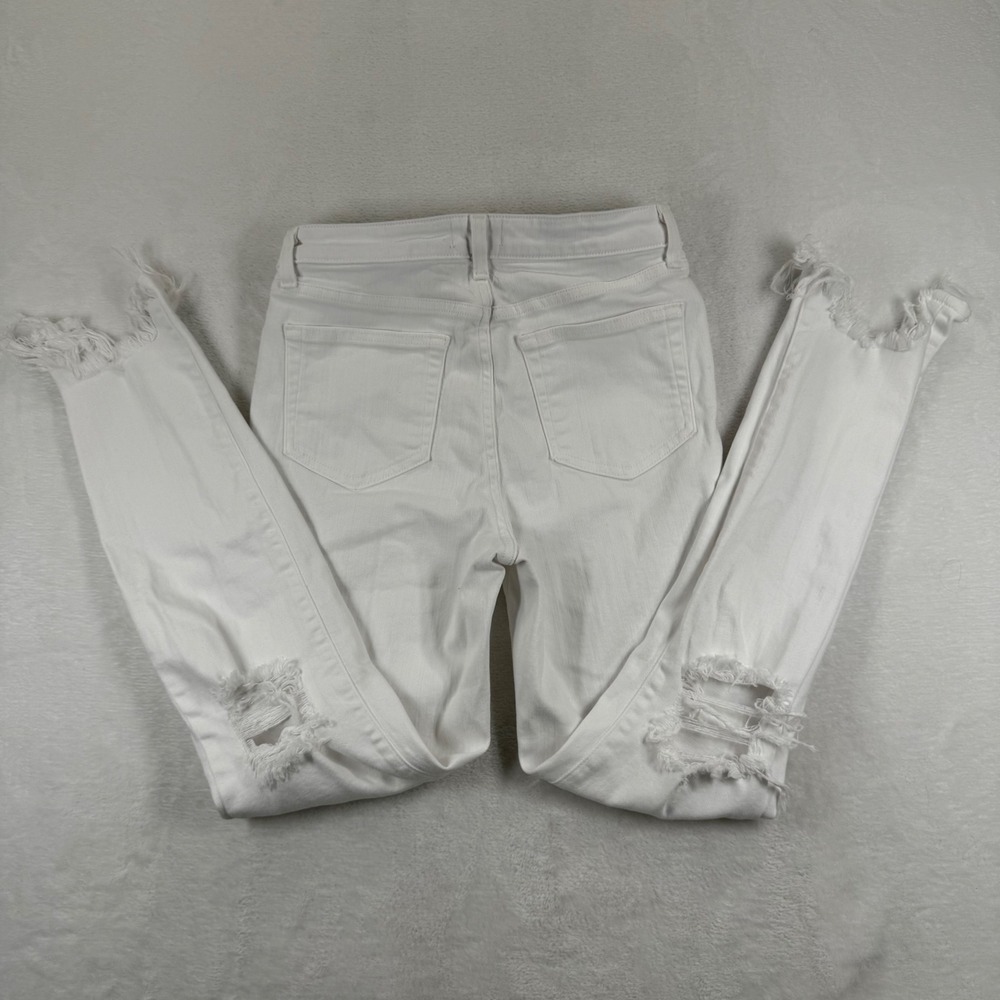 L'AGENCE White Distressed High Rise Skinny Jeansโ Frayed Raw Hem Size 26 Womens